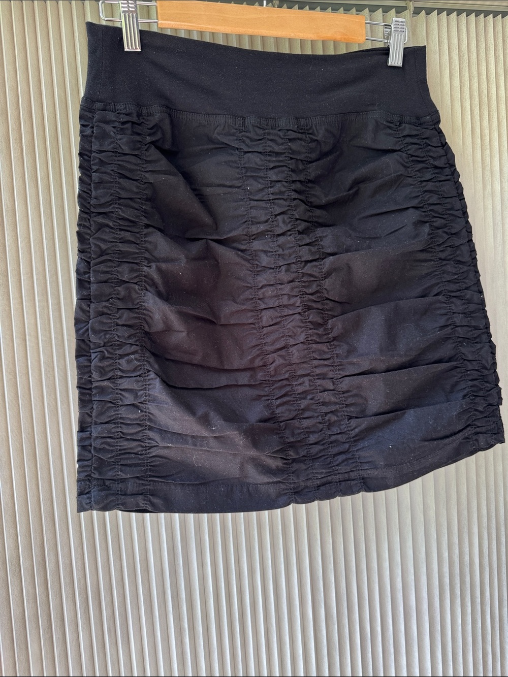 Black Ruched Mini Skirt with Stretch Waistband